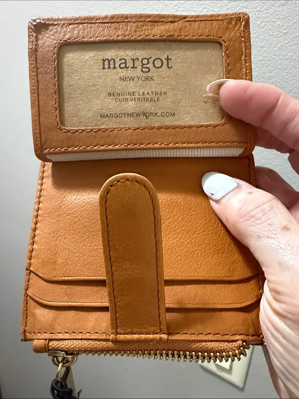 margot Cognac Leather Wallet Card  - Nee